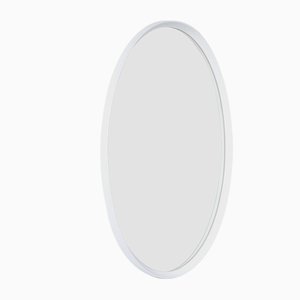 Oval White Wooden Wall Mirror, 1960s-SN-1030517