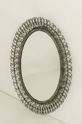 Oval Wrought Iron Mirror, Spain, 1970s-KT-1779620