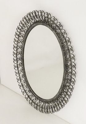 Oval Wrought Iron Mirror, Spain, 1970s-KT-1779620