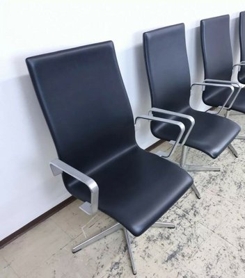 Oxford Chairs in Leather by Arne Jacobsen for Fritz Hansen, Set of 3-BVM-1983661