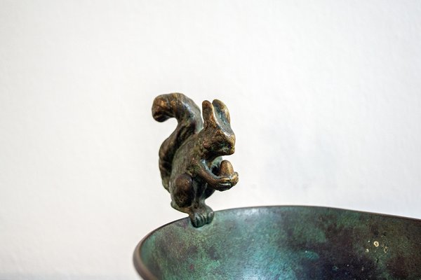 Oxidized Brass Bowl with Squirrel Decoration, Italy, 1940s-VCV-1821006