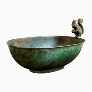 Oxidized Brass Bowl with Squirrel Decoration, Italy, 1940s-VCV-1821006