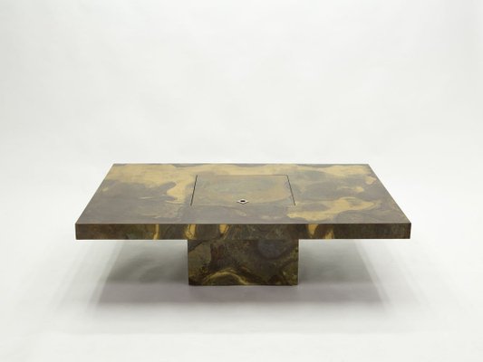 Oxidized Brass Coffee Table by Isabelle and Richard Faure for Honoré Paris, 1970s-YJA-888366