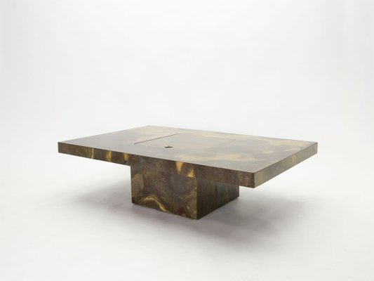 Oxidized Brass Coffee Table by Isabelle and Richard Faure for Honoré Paris, 1970s-YJA-888366