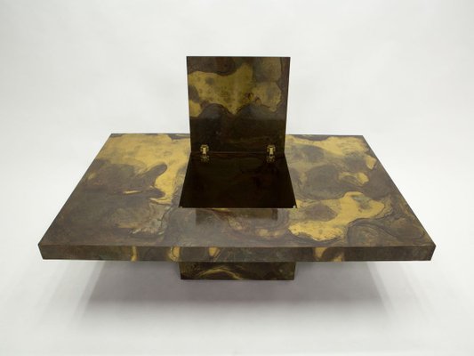 Oxidized Brass Coffee Table by Isabelle and Richard Faure for Honoré Paris, 1970s-YJA-888366