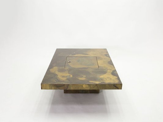 Oxidized Brass Coffee Table by Isabelle and Richard Faure for Honoré Paris, 1970s-YJA-888366