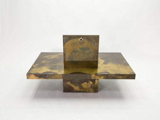 Oxidized Brass Coffee Table by Isabelle and Richard Faure for Honoré Paris, 1970s-YJA-888366