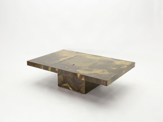 Oxidized Brass Coffee Table by Isabelle and Richard Faure for Honoré Paris, 1970s-YJA-888366