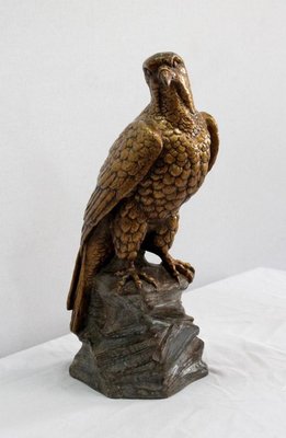 P. Balestra, Raptor on Rock, Early 20th-Century, Plaster-RVK-1076108