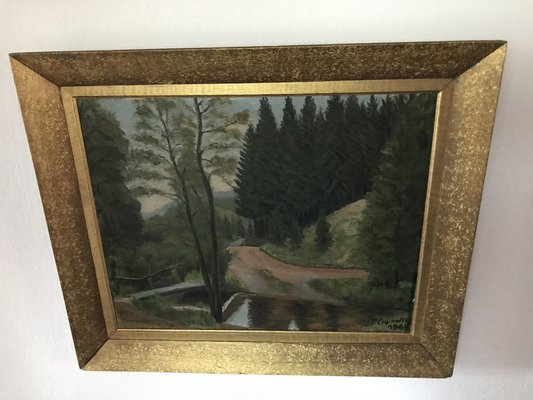 P. Counotte, Landscape Composition Painting, 1960s, Oil on Board, Framed-WQQ-1338501