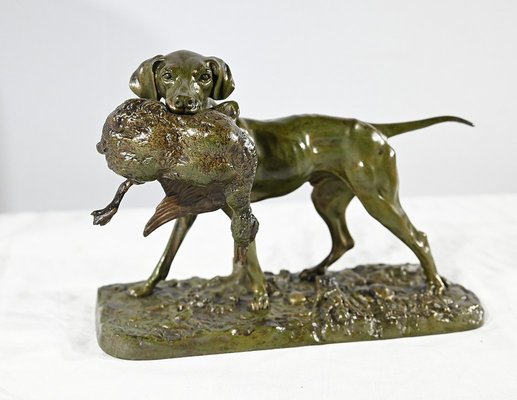 P.J Mêne, Braque au Canard, Mid-19th Century, Bronze-RVK-1793538