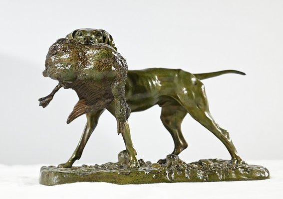 P.J Mêne, Braque au Canard, Mid-19th Century, Bronze-RVK-1793538