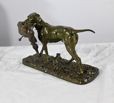 P.J Mêne, Braque au Canard, Mid-19th Century, Bronze-RVK-1793538