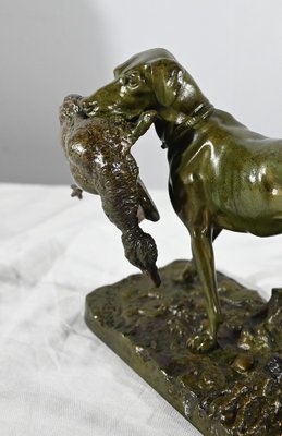 P.J Mêne, Braque au Canard, Mid-19th Century, Bronze-RVK-1793538