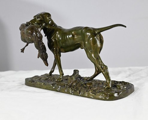 P.J Mêne, Braque au Canard, Mid-19th Century, Bronze-RVK-1793538