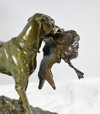 P.J Mêne, Braque au Canard, Mid-19th Century, Bronze-RVK-1793538