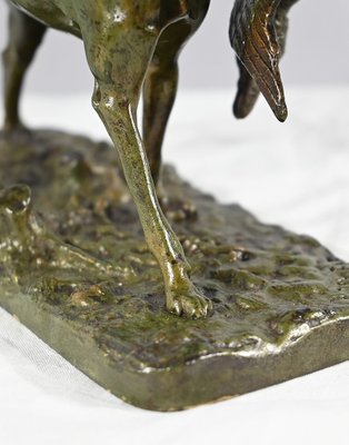 P.J Mêne, Braque au Canard, Mid-19th Century, Bronze-RVK-1793538