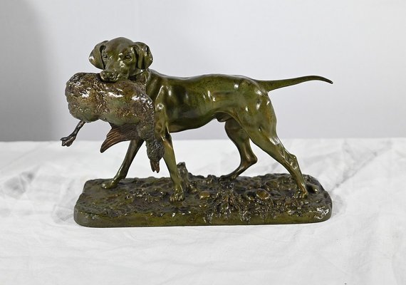 P.J Mêne, Braque au Canard, Mid-19th Century, Bronze-RVK-1793538