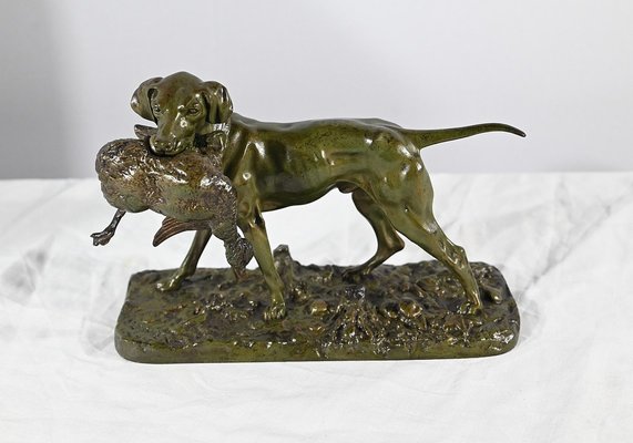 P.J Mêne, Braque au Canard, Mid-19th Century, Bronze-RVK-1793538