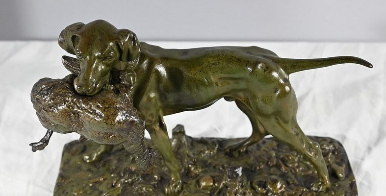 P.J Mêne, Braque au Canard, Mid-19th Century, Bronze-RVK-1793538