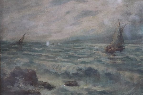 P. Sacchetto, Seascape, 1940s, Oil on Masonite, Framed-DCO-1399171