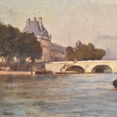 P. Sain, Pont Neuf in Paris, Oil on Canvas, 19th Century-YVI-978692