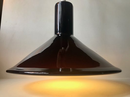 P&T Pendant Light in Aubergine Glass by Michael Bang for Holmegaard, 1970s-LCR-670142