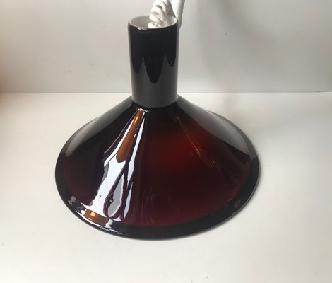 P&T Pendant Light in Aubergine Glass by Michael Bang for Holmegaard, 1970s-LCR-670142