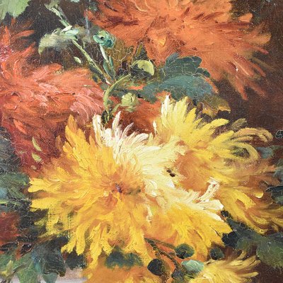 P. Valmon, Dahlias, Oil on Canvas, 19th Century, Framed-YVI-1749819