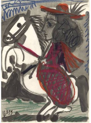 Pablo Picasso, Jacqueline Riding Horse from Toros y Toreros, Original Lithograph, 1961-NRC-1744121