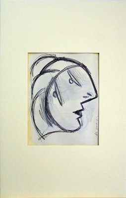 Pablo Picasso, Study for a Man's Head, Lithographic preparatory sketch for Giernica-NRC-1782805