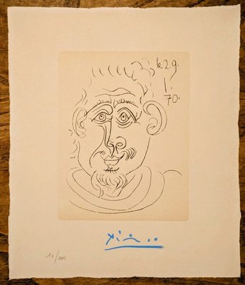 Pablo Picasso, Tete d'Homme Au Bouc, Rare Hand-Signed Etching, 1970s-NRC-1776311