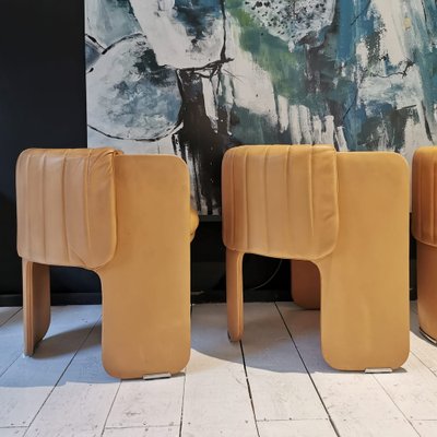 Padded Chairs in Beige Leather Mod. Dinette by Luigi Massoni for Poltrona Frau, 1970s, Set of 4-PRS-1693574