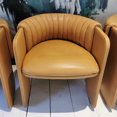 Padded Chairs in Beige Leather Mod. Dinette by Luigi Massoni for Poltrona Frau, 1970s, Set of 4-PRS-1693574