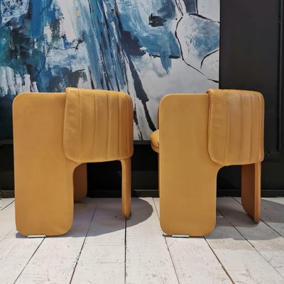 Padded Chairs in Beige Leather Mod. Dinette by Luigi Massoni for Poltrona Frau, 1970s, Set of 4-PRS-1693574