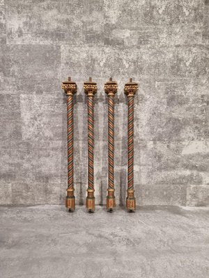 Painted and Gilded Wood Corinthian Columns, Set of 4-NQV-1220347