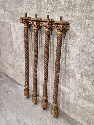 Painted and Gilded Wood Corinthian Columns, Set of 4-NQV-1220347