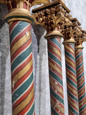 Painted and Gilded Wood Corinthian Columns, Set of 4-NQV-1220347