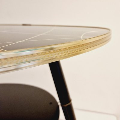 Painted Black Glass Tripod Coffee Table, 1950s-ES-1725095