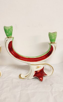 Painted Ceramic Candleholders, France, 1950s, Set of 2-RGF-1241064