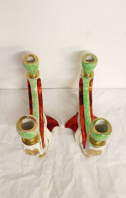 Painted Ceramic Candleholders, France, 1950s, Set of 2-RGF-1241064