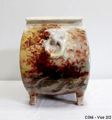 Painted Ceramic Planter by E. Gilles, 19th Century-RVK-971546