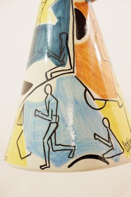 Painted Cone Ceramic Pendant by Iodice Urbino, Italy, 1950s-FGA-922733