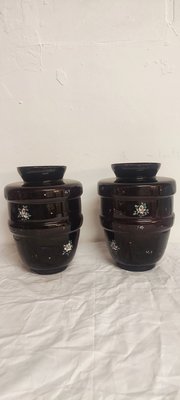 Painted Glass Vases, France, 1940s, Set of 2-RGF-1298593