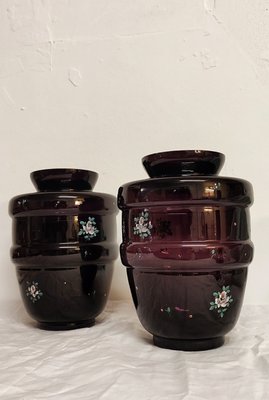 Painted Glass Vases, France, 1940s, Set of 2-RGF-1298593