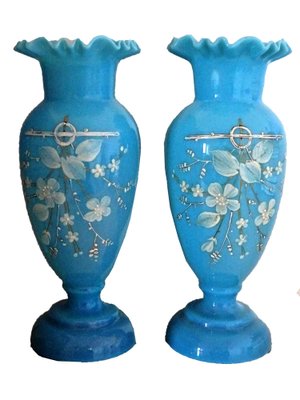 Painted Opaline Vases, 1900s, Set of 2-GT-1109269