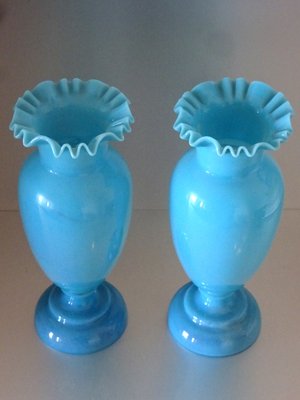 Painted Opaline Vases, 1900s, Set of 2-GT-1109269