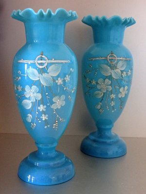 Painted Opaline Vases, 1900s, Set of 2-GT-1109269