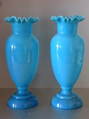 Painted Opaline Vases, 1900s, Set of 2-GT-1109269