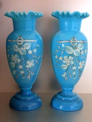 Painted Opaline Vases, 1900s, Set of 2-GT-1109269